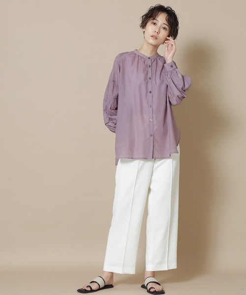 N.（N. Natural Beauty Basic）（エヌエヌナチュラルビューティーベーシック）の「◆ティアードパフスリーブブラウス（シャツ/ブラウス・レディース・ブラック/オフホワイト/モーブ系・MEDIUM）」の8枚目の写真