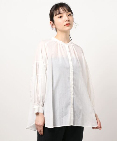 N.（N. Natural Beauty Basic）（エヌエヌナチュラルビューティーベーシック）の「◆ティアードパフスリーブブラウス（シャツ/ブラウス・レディース・ブラック/オフホワイト/モーブ系・MEDIUM）」の13枚目の写真