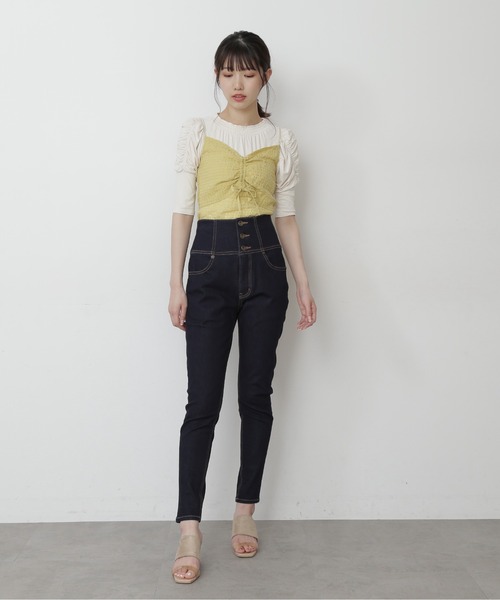 FREE'S MART（フリーズマート）の「◆シアーキャミセット半袖パワショルカットソー（Tシャツ/カットソー・レディース・ホワイト/ホワイト系その他/ピンク・FREE）」の9枚目の写真