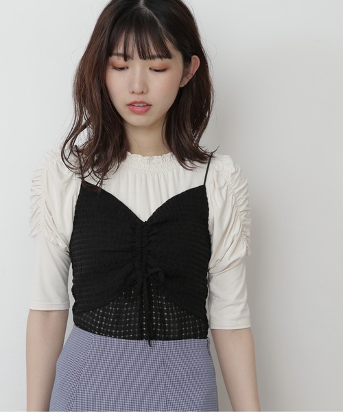 FREE'S MART（フリーズマート）の「◆シアーキャミセット半袖パワショルカットソー（Tシャツ/カットソー・レディース・ホワイト/ホワイト系その他/ピンク・FREE）」の11枚目の写真