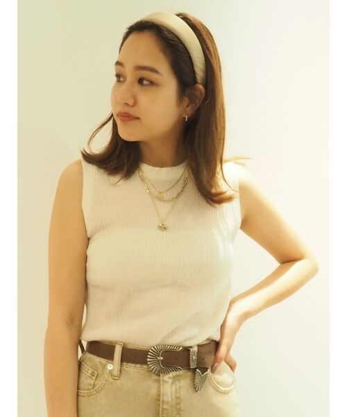 EVRIS（エヴリス）の「シアーニットタンクプルオーバー（タンクトップ・レディース・ブラック/ピンク/アイボリー・FREE）」の2枚目の写真