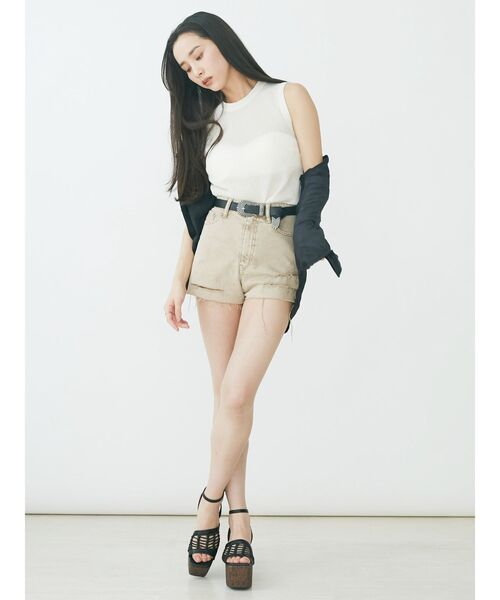 EVRIS（エヴリス）の「シアーニットタンクプルオーバー（タンクトップ・レディース・ブラック/ピンク/アイボリー・FREE）」の12枚目の写真