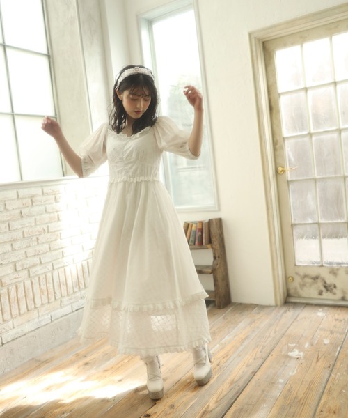 Swankiss スワンキス♡ホワイトワンピース♡量産型 バレエコア ガーリー Swankiss（スワンキス）の「PN flower cotton O/P（ワンピース