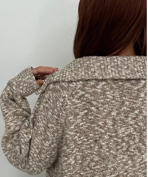 NEUNA(ヌナ)の「スラブハーフジップトップス(ニット/セーター・レディース・ライトグレー/ブラック/モカ・FREE)」の17枚目の写真