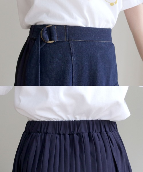 vingtrois(バントロア)の「【vingtrois】プリーツドッキングステッチデニムスカート(スカート・レディース・ブラック/ネイビー・M)」の17枚目の写真