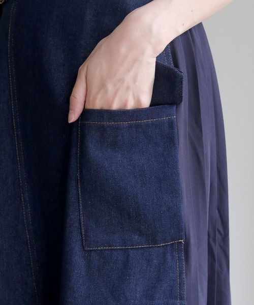 vingtrois(バントロア)の「【vingtrois】プリーツドッキングステッチデニムスカート(スカート・レディース・ブラック/ネイビー・M)」の19枚目の写真