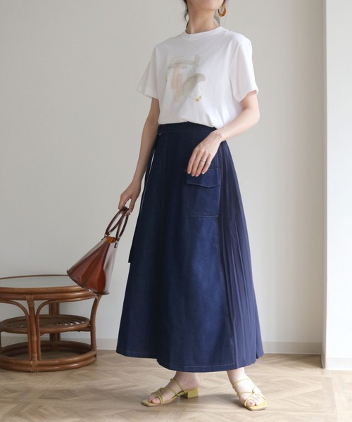 vingtrois(バントロア)の「【vingtrois】プリーツドッキングステッチデニムスカート(スカート・レディース・ブラック/ネイビー・M)」の16枚目の写真