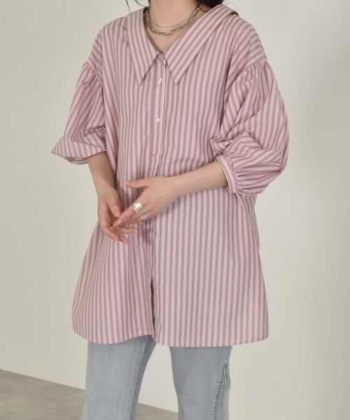 w closet（ダブルクローゼット）の「ストライプ2WAYシャツ（シャツ