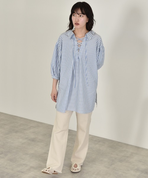 w closet（ダブルクローゼット）の「ストライプ2WAYシャツ（シャツ