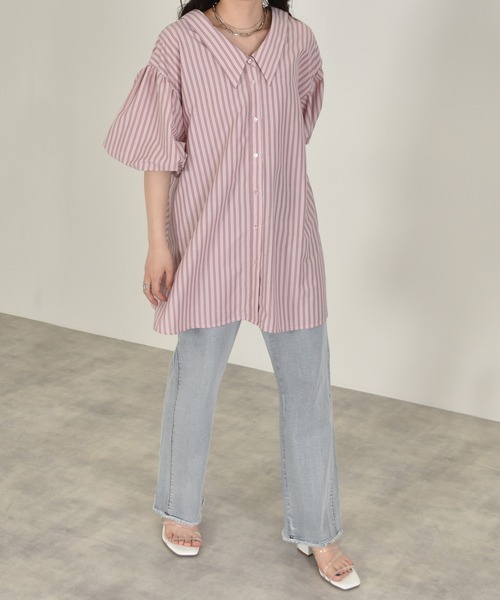 w closet（ダブルクローゼット）の「ストライプ2WAYシャツ（シャツ