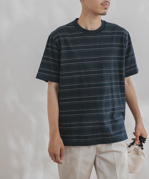 URBAN RESEARCH DOORS（アーバンリサーチドアーズ）の「マルチボーダーショートスリーブTシャツ（Tシャツ/カットソー・メンズ・ホワイト/ネイビー/ブルー/グリーン・40/38）」の4枚目の写真