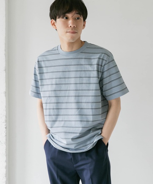 URBAN RESEARCH DOORS（アーバンリサーチドアーズ）の「マルチボーダーショートスリーブTシャツ（Tシャツ/カットソー・メンズ・ホワイト/ネイビー/ブルー/グリーン・40/38）」の5枚目の写真