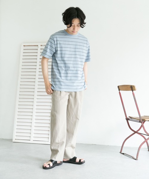 URBAN RESEARCH DOORS（アーバンリサーチドアーズ）の「マルチボーダーショートスリーブTシャツ（Tシャツ/カットソー・メンズ・ホワイト/ネイビー/ブルー/グリーン・40/38）」の13枚目の写真