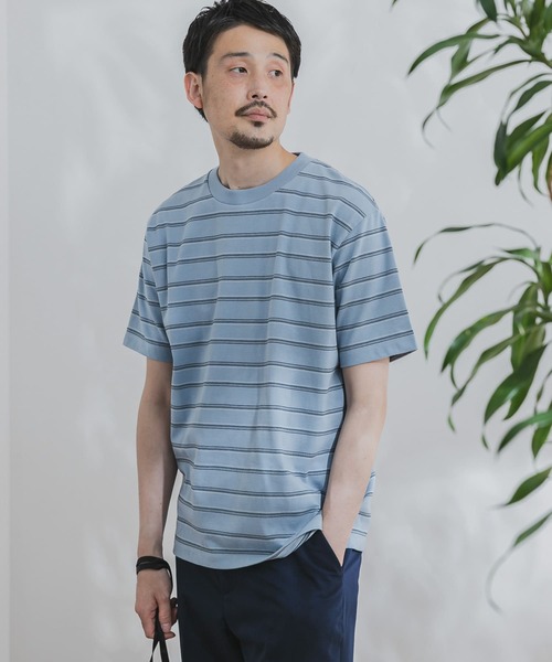 URBAN RESEARCH DOORS（アーバンリサーチドアーズ）の「マルチボーダーショートスリーブTシャツ（Tシャツ/カットソー・メンズ・ホワイト/ネイビー/ブルー/グリーン・40/38）」の16枚目の写真