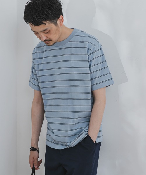 URBAN RESEARCH DOORS（アーバンリサーチドアーズ）の「マルチボーダーショートスリーブTシャツ（Tシャツ/カットソー・メンズ・ホワイト/ネイビー/ブルー/グリーン・40/38）」の17枚目の写真