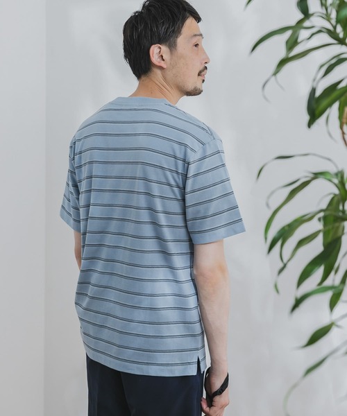 URBAN RESEARCH DOORS（アーバンリサーチドアーズ）の「マルチボーダーショートスリーブTシャツ（Tシャツ/カットソー・メンズ・ホワイト/ネイビー/ブルー/グリーン・40/38）」の19枚目の写真