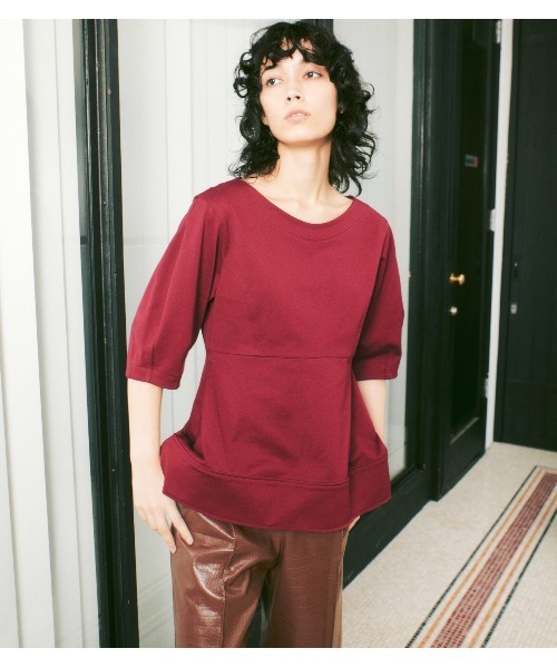 LE CIEL BLEU(ルシェルブルー)の「Boat Neck Peplum Tee(Tシャツ/カットソー・レディース・オフホワイト/ライトグリーン/ボルドー・36)」の12枚目の写真