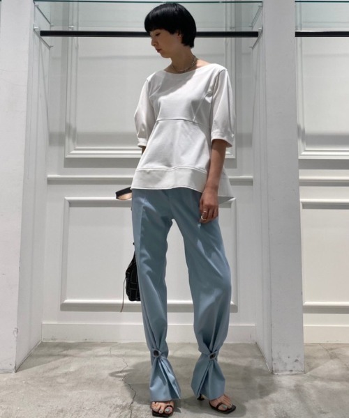 LE CIEL BLEU(ルシェルブルー)の「Boat Neck Peplum Tee(Tシャツ/カットソー・レディース・オフホワイト/ライトグリーン/ボルドー・36)」の16枚目の写真