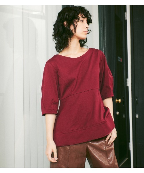 LE CIEL BLEU（ルシェルブルー）の「Boat Neck Peplum Tee（T
