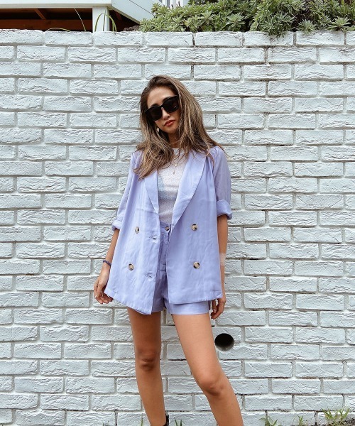 esutoreja(エストレジャ)の「サマーテーラードセットアップ(セットアップ・レディース・パープル/カーキブラウン・S/M)」の7枚目の写真