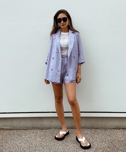 esutoreja(エストレジャ)の「サマーテーラードセットアップ(セットアップ・レディース・パープル/カーキブラウン・S/M)」の12枚目の写真