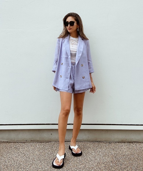 esutoreja(エストレジャ)の「サマーテーラードセットアップ(セットアップ・レディース・パープル/カーキブラウン・S/M)」の13枚目の写真