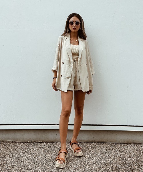 esutoreja(エストレジャ)の「サマーテーラードセットアップ(セットアップ・レディース・パープル/カーキブラウン・S/M)」の17枚目の写真