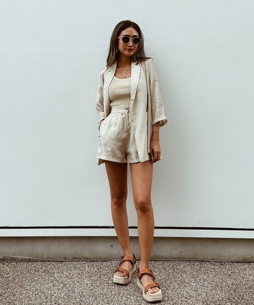 esutoreja(エストレジャ)の「サマーテーラードセットアップ(セットアップ・レディース・パープル/カーキブラウン・S/M)」の18枚目の写真