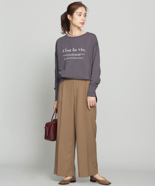 NANO universe（ナノユニバース）の「WEB限定/センタープレスタックワイドパンツ（その他パンツ・レディース・イエロー/チャコール/ベージュ・36/38）」の4枚目の写真