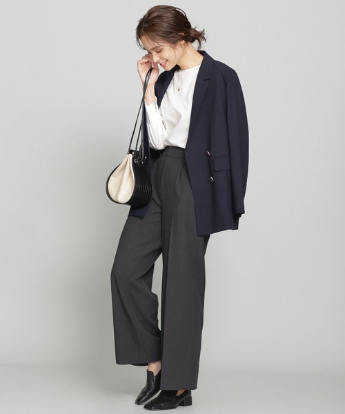 NANO universe（ナノユニバース）の「WEB限定/センタープレスタックワイドパンツ（その他パンツ・レディース・イエロー/チャコール/ベージュ・36/38）」の7枚目の写真