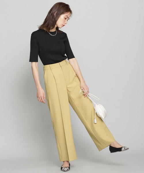 NANO universe（ナノユニバース）の「WEB限定/センタープレスタックワイドパンツ（その他パンツ・レディース・イエロー/チャコール/ベージュ・36/38）」の9枚目の写真