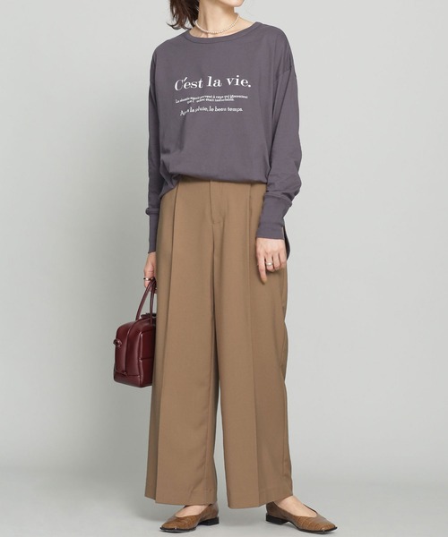 NANO universe（ナノユニバース）の「WEB限定/センタープレスタックワイドパンツ（その他パンツ・レディース・イエロー/チャコール/ベージュ・36/38）」の21枚目の写真