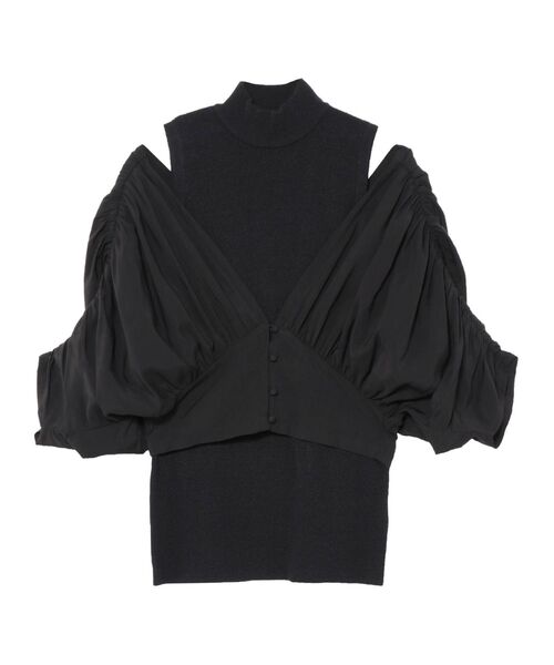 LAGUNAMOON（ラグナムーン）の「ショルダーギャザーレイヤードニット（ニット/セーター・レディース・アイボリー/ブラック/ブラウン・FREE）」の16枚目の写真