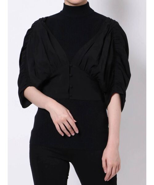 LAGUNAMOON（ラグナムーン）の「ショルダーギャザーレイヤードニット（ニット/セーター・レディース・アイボリー/ブラック/ブラウン・FREE）」の17枚目の写真