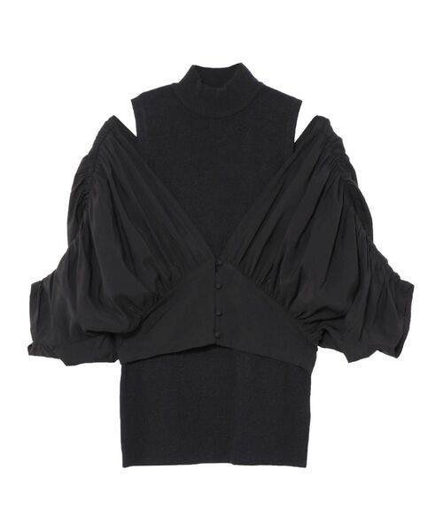 LAGUNAMOON（ラグナムーン）の「ショルダーギャザーレイヤードニット（ニット/セーター・レディース・アイボリー/ブラック/ブラウン・FREE）」の22枚目の写真