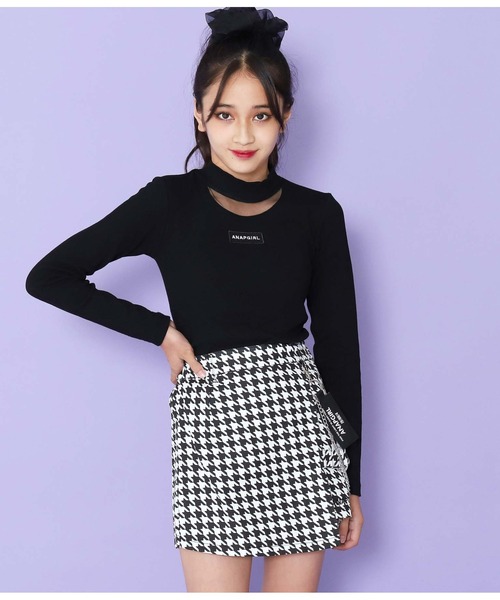 ANAP GiRL(アナップガール)の「チェーン付デザインスカパン(その他パンツ・キッズ・ベージュ/ブラック/ホワイト×ブラック・XS/S/M)」の20枚目の写真