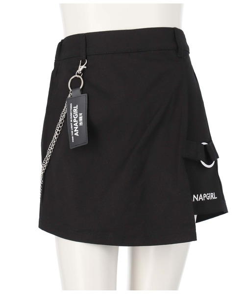 ANAP GiRL(アナップガール)の「チェーン付デザインスカパン(その他パンツ・キッズ・ベージュ/ブラック/ホワイト×ブラック・XS/S/M)」の9枚目の写真