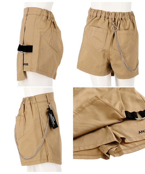 ANAP GiRL(アナップガール)の「チェーン付デザインスカパン(その他パンツ・キッズ・ベージュ/ブラック/ホワイト×ブラック・XS/S/M)」の7枚目の写真