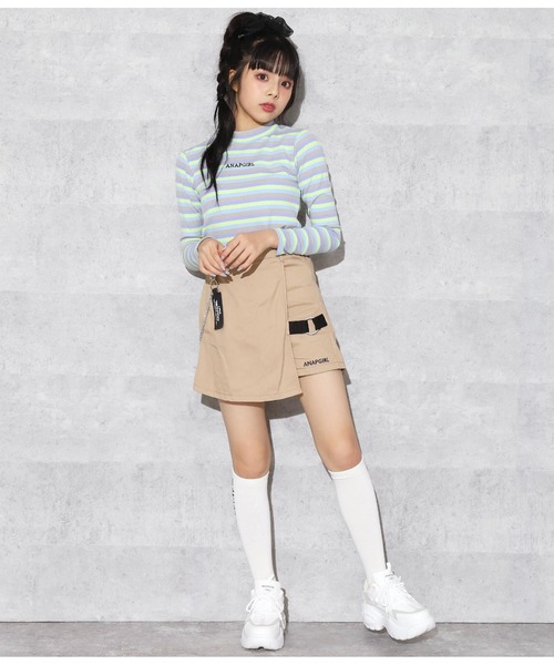 ANAP GiRL(アナップガール)の「チェーン付デザインスカパン(その他パンツ・キッズ・ベージュ/ブラック/ホワイト×ブラック・XS/S/M)」の21枚目の写真