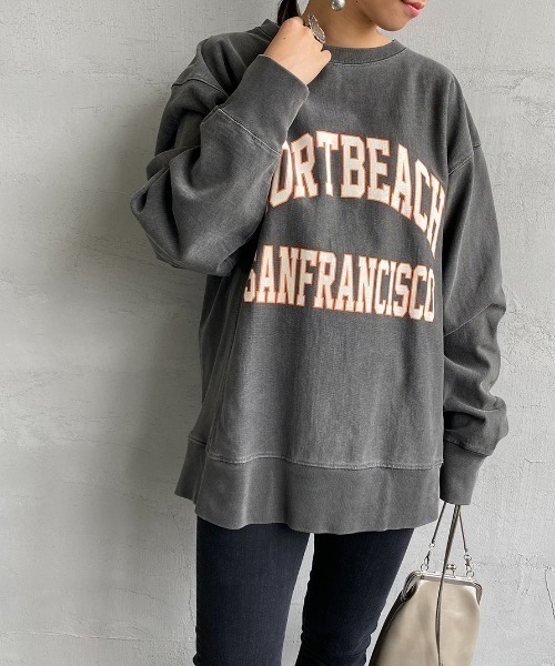 SCREEN STARS（スクリーンスターズ）の「[SCREEN STARS/スクリーンスターズ] 別注カレッジロゴピグメントロングスリーブTシャツ（Tシャツ/カットソー・レディース・ライトグレー/ブラック/ベージュ/ブルー/グリーン・M/L）」の3枚目の写真