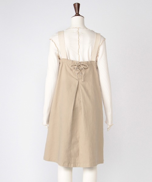 Lycee mine（リセマイン）の「Aラインジャンスカ（ジャンパースカート・キッズ・ブルー/ベージュ・S/M）」の5枚目の写真