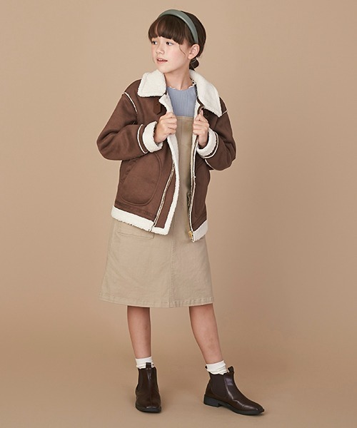 Lycee mine（リセマイン）の「Aラインジャンスカ（ジャンパースカート・キッズ・ブルー/ベージュ・S/M）」の14枚目の写真