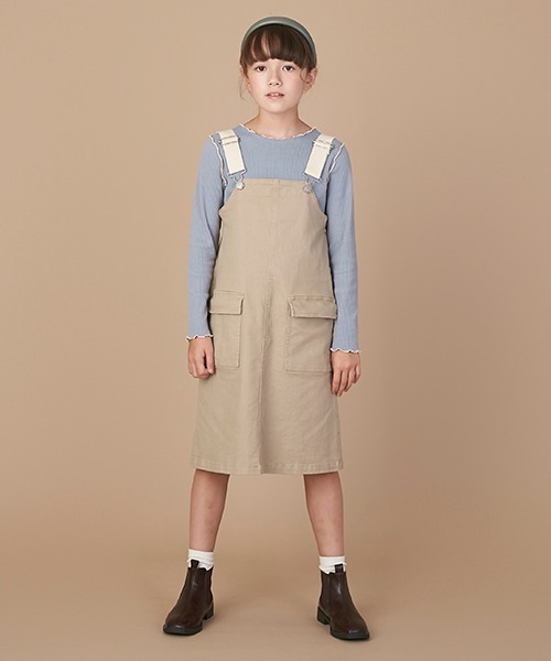 Lycee mine（リセマイン）の「Aラインジャンスカ（ジャンパースカート・キッズ・ブルー/ベージュ・S/M）」の19枚目の写真