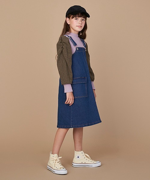 Lycee mine（リセマイン）の「Aラインジャンスカ（ジャンパースカート・キッズ・ブルー/ベージュ・S/M）」の17枚目の写真
