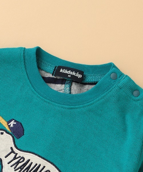 kladskap（クレードスコープ）の「恐竜アップリケ接結長袖Tシャツ（Tシャツ/カットソー・キッズ・ダークオレンジ/ブルーグリーン/ネイビー・110cm/130cm/90cm/100cm/120cm/80ｃｍ）」の8枚目の写真