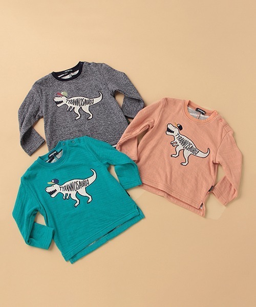 kladskap（クレードスコープ）の「恐竜アップリケ接結長袖Tシャツ（Tシャツ/カットソー・キッズ・ダークオレンジ/ブルーグリーン/ネイビー・110cm/130cm/90cm/100cm/120cm/80ｃｍ）」の14枚目の写真