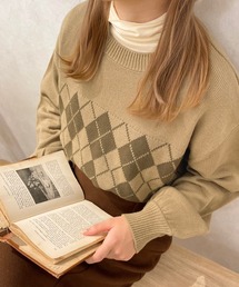 【apres jour clair】アーガイルオーバーサイズニット