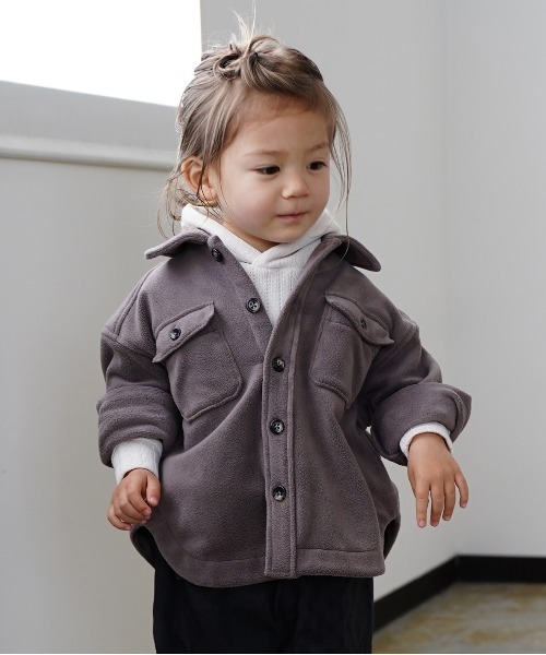quoti use fith（クゥオティ　ユース　フィス）の「イージーウォーム 長袖 オーバーシャツ（シャツ/ブラウス・キッズ・ブルー/ブラウン/アイボリー/チャコールグレー・100/90/110/130/120/80）」の3枚目の写真