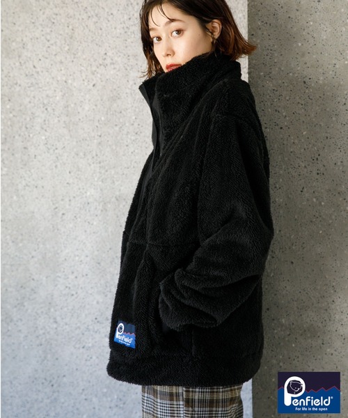 koe（コエ）の「Penfieldシャギーボアスタンドブルゾン*（ブルゾン・レディース・ブラウン/ブラック/A・L/M）」の2枚目の写真