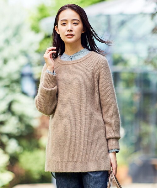 J.PRESS Ladies(J.プレス レディス)の「【洗える】HAIRY FANCY ニット(ニット/セーター・レディース・ダークブラウン系/ブラウン系・SMALL)」の1枚目の写真